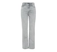 Straight-Jeans PIECES "PCKELLY HW STRAIGHT JEANS LG NOOS BC", Damen, Gr. 26, Länge 32, blau (light grau denim), Denim/Jeans, Obermaterial: 99% Baumwolle, 1% Elasthan, unifarben, lang, Jeans Straight-J
