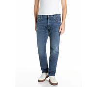 Straight-Jeans REPLAY "Aideen", Herren, Gr. 36, Länge 32, blau (medium blau c009), Denim/Jeans, Obermaterial: 99% Baumwolle, 1% Elasthan, straight fit lang, Jeans Straight-Jeans, im 5-Pocket-Stil (607