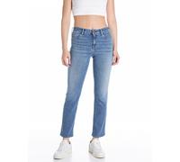 Straight-Jeans REPLAY "ZOLIE", Damen, Gr. 27, Länge 30, medium blau 835, Denim/Jeans, Obermaterial: 83% Baumwolle, 10% Modal, 4% Elastomultiester, 3% Elasthan, straight fit lang, Jeans Straight-Jeans