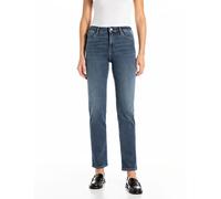 Straight-Jeans REPLAY "ZOLIE", Damen, Gr. 32, Länge 32, blau (dunkelblau), Denim/Jeans, Obermaterial: 83% Baumwolle, 10% Modal, 4% Elastomultiester, 3% Elasthan, straight fit lang, Jeans Straight-Jean