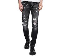 Straight-Jeans RUSTY NEAL "MINO", Herren, Gr. 36, US-Größen, schwarz (blau), 98% Baumwolle, 2% Elasthan, unifarben, casual, Jeans Destroyed-Jeans, in klassischem Look (42990513-36) blau