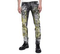 RUSTY NEAL® Jeanshose MORI mit trendigen Zierelementen, schwarz, W33/L32 Black Used Yellow Washed