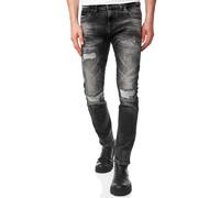 Straight-Jeans RUSTY NEAL "YAMATO", Herren, Gr. 32, US-Größen, grau (dunkelgrau), 98% Baumwolle, 2% Elasthan, mehrfarbig, lang, Jeans Straight-Jeans, mit farblich abgesetzten Nähten (46537925-32) dunk