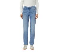 Straight-Jeans S.OLIVER, Damen, Gr. 46, Länge 32, mid blau used, Denim/Jeans, Obermaterial: 76% Baumwolle, 23% Polyester, 1% Elasthan, regular fit normal, Jeans Straight-Jeans, Mid Rise, Regular Fit (