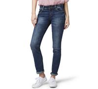 Straight-Jeans TOM TAILOR "Alexa Straight", Damen, Gr. 29, Länge 32, blau (mid stone wash), Denim/Jeans, Obermaterial: 98% Baumwolle, 2% Elasthan, unifarben, gerade lang, Jeans Straight-Jeans, in 5-Po