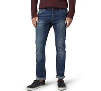 Straight-Jeans TOM TAILOR DENIM "AEDAN", Herren, Gr. 33, Länge 36, blau (mid blau), Denim/Jeans, Obermaterial: 99% Baumwolle, 1% Elasthan, straight fit, Jeans Straight-Jeans (74878005-33) mid blau