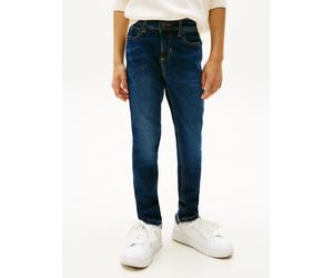 Straight-Jeans TOMMY HILFIGER "BOYS SCANTON Y", Jungen, Gr. 16 (176), N-Gr, blau (schwarz used), Denim/Jeans, Obermaterial: 99% Baumwolle, 1% Elasthan, unifarben, regular fit lang, Jeans Straight-Jean