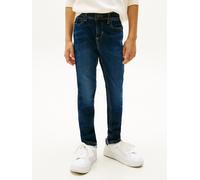 Straight-Jeans TOMMY HILFIGER "BOYS SCANTON Y", Jungen, Gr. 4 (104), N-Gr, blau (schwarz used), Denim/Jeans, Obermaterial: 99% Baumwolle, 1% Elasthan, unifarben, regular fit lang, Jeans Straight-Jeans