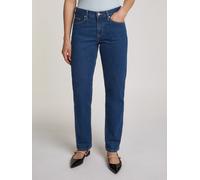 Straight-Jeans TOMMY HILFIGER "CLASSIC STRAIGHT RW", Damen, Gr. 26, Länge 32, blau (ace), Denim/Jeans, Obermaterial: 100% Baumwolle, unifarben, straight fit knöchellang, Jeans Straight-Jeans, mit Logo