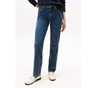 Straight-Jeans TOMMY HILFIGER "DNM DEE CLASSIC STRAIGHT RW", Damen, Gr. 28, Länge 30, blau (dunkelblau), Denim/Jeans, Obermaterial: 99% Baumwolle, 1% Elasthan, unifarben, casual, straight fit, Jeans (
