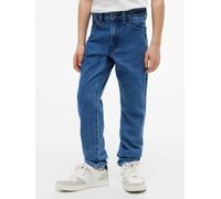 Straight-Jeans TOMMY HILFIGER, Jungen, Gr. 10 (140), N-Gr, blau (denim medium 01), Denim/Jeans, Obermaterial: 61% Baumwolle, 39% Lyocell, unifarben, straight fit lang, Jeans Straight-Jeans, Kinder bis
