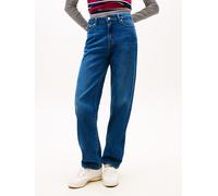 Straight-Jeans TOMMY JEANS "KIRA MR SLIM STR", Damen, Gr. 28, Länge 32, denim schwarz, Denim/Jeans, Obermaterial: 99% Baumwolle, 1% Elasthan, Abriebeffekte, regular fit knöchellang, Jeans Straight-Jea