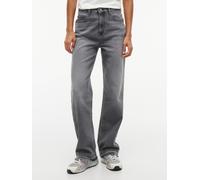 Straight-Jeans TOMMY JEANS "LAYLA HIGH RISE STRAIGHT DJ0177", Damen, Gr. 27, Länge 32, denim grau 01, Denim/Jeans, Obermaterial: 99% Baumwolle, 1% Elasthan, Abriebeffekte, straight fit lang, Jeans Str