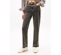 Straight-Jeans TOMMY JEANS "LAYLA HR SLIM STR CI4171", Damen, Gr. 30, Länge 32, denim grau 01, Denim/Jeans, Obermaterial: 99% Baumwolle, 1% Elasthan, unifarben, slim fit knöchellang, Jeans Straight-Je