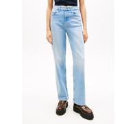Straight-Jeans TOMMY JEANS "LAYLA HR SLIM STR", Damen, Gr. 26, Länge 32, denim light, Denim/Jeans, Obermaterial: 99% Baumwolle, 1% Elasthan, unifarben, slim fit lang, Jeans Straight-Jeans, High Waist,