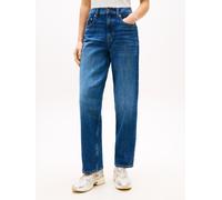 Straight-Jeans TOMMY JEANS "LAYLA HR SLIM STR", Damen, Gr. 31, Länge 28, blau (denim schwarz), Denim/Jeans, Obermaterial: 99% Baumwolle, 1% Elasthan, unifarben, slim fit lang, Jeans Straight-Jeans, Hi