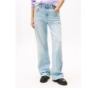 Straight-Jeans TOMMY JEANS "Mia Mid Rise Relaxed Straight", Damen, Gr. 32, Länge 32, denim ultra light, Denim/Jeans, Obermaterial: 99% Baumwolle, 1% Elasthan, unifarben, relaxed fit, Jeans Straight-Je