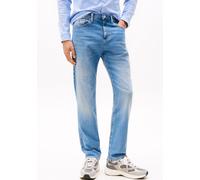 Straight-Jeans TOMMY JEANS "Ryan Regular Slim Straight", Herren, Gr. 38, Länge 34, blau (denim medium), Denim/Jeans, Obermaterial: 95% Baumwolle, 4% Elastomultiester, 1% Elasthan, straight fit, Jeans