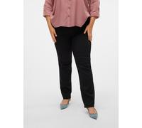 Straight-Jeans VERO MODA CURVE "VMCFLASH MR STRAIGHT J LI140 GA CUR NOOS", Damen, Gr. 52, Länge 32, schwarz, Denim/Jeans, Obermaterial: 57% Modal, 39% Polyester, 2% Elasthan, 2% Viskose, unifarben, st