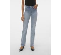 Straight-Jeans VERO MODA "VMFLASH MR STRAIGHT JNS LI3102 GA NOOS", Damen, Gr. XS (34), Länge 32, blau (light blau denim), Denim/Jeans, Obermaterial: 89% Baumwolle, 9% Elastomultiester, 2% Elasthan, un