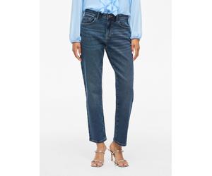 Straight-Jeans VILA "VIALICE RW STRAIGHT JEANS MBD SOL91-NOOS", Damen, Gr. 34, Länge 32, blau (medium blau denim), Denim/Jeans, Obermaterial: 98% Baumwolle, 2% Elasthan, unifarben, regular fit, Jeans
