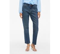Straight-Jeans VILA "VIALICE RW STRAIGHT JEANS MBD SOL91-NOOS", Damen, Gr. 36, Länge 32, blau (medium blau denim), Denim/Jeans, Obermaterial: 98% Baumwolle, 2% Elasthan, unifarben, regular fit, Jeans 