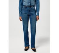 Straight-Jeans WRANGLER, Damen, Gr. 33, Länge 32, cowboy_crest, Denim/Jeans, Obermaterial: 99% Baumwolle, 1% Elasthan, unifarben, straight fit lang, Jeans Straight-Jeans, im Five-Pocket Style (5885831