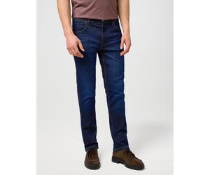 Straight-Jeans WRANGLER "GREENSBORO FREE TO STRETCH", Herren, Gr. 34, Länge 30, blau (rustic navy), Denim/Jeans, Obermaterial: 75% Baumwolle, 23% Polyester, 2% Elasthan, straight fit lang, Jeans Strai