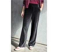 Street One Studio Damen Cordhose Straight Leg High Waist Comfort Fit Schwarz Gr. 42/30