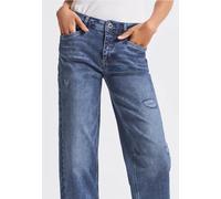 Comfort-fit-Jeans STREET ONE, Damen, Gr. 34, Länge 28, authentic mid blau, Jeans, 82% Baumwolle, 16% Polyester, 2% Elasthan, Destroyed-Effekte, casual, knöchellang, Jeans, Middle Waist (50502231-34) a