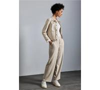 Stoffhose STREET ONE, Damen, Gr. 46, Länge 30, beige (sheer beige meliert), Stoff, 70% Polyester, 26% Viskose, 4% Elasthan, gestreift, gerade lang, Hosen Stoffhose, mit seitlichen Einschubtaschen (537