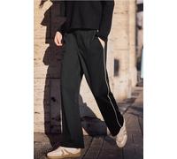 Stoffhose STREET ONE STUDIO, Damen, Gr. 42, Länge 30, schwarz, Stoff, 67% Viskose, 26% Polyester, 7% Elasthan, unifarben mit Farbeinsatz, comfort fit lang, Hosen Stoffhose, Middle Waist (26445649-42)