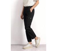Stoffhose STREET ONE, Damen, Gr. 36, Länge 28, schwarz, Web, 98% Baumwolle, 2% Elasthan, unifarben, straight fit knöchelfrei, Hosen Stoffhose, im Cargo-Style (22117356-36) schwarz