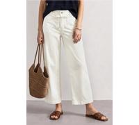 Stoffhose STREET ONE, Damen, Gr. 46, Länge 28, sanftes weiß (lange 28), Web, Obermaterial: 100% Baumwolle, unifarben, normal lang, Hosen Stoffhose, in Washed-Optik (61635801-46) sanftes weiß (lange 28