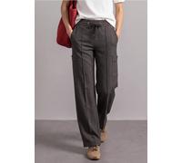 Stoffhose STREET ONE, Damen, Gr. 46, Länge 30, schwarz coffee, Stoff, 61% Viskose, 25% Polyamid, 9% Polyester, 5% Elasthan, unifarben, comfort fit lang, Hosen Stoffhose, mit Cargo Taschen (31028162-46