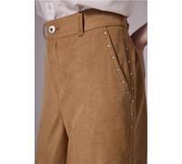 Street One Studio Culotte Straight Leg mit Nieten High Waist creamy braun Gr. 36 Länge 28
