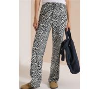 Stoffhose CECIL, Damen, Gr. XS (36), Länge 30, schwarz-weiß (palm breeze grün), Web, Obermaterial: 100% Viskose. Futter: 100% Polyester, bedruckt, lang, Hosen Stoffhose, Sommerhose, abstrahierter Zebr