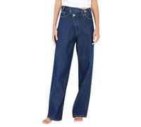 Straight Leg Jeans Damen,Mid Waist Hüftjeans Washed Blue Vintage Denimjeans Y2k Clothes Straight-Fit Hosen Loose Pants Bequeme Jeanshosen mit Tasche Gerade Geschnitten Freizeithose(Dark Blue,M)
