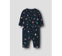 Strampler NAME IT "NBNVISMAS LS NIGHTSUIT", Jungen, Gr. 80, N-Gr, navy blazer aop:xmas aop navy, Jersey, Obermaterial: 95% Baumwolle, 5% Elasthan, bedruckt, Rundhals, Overalls, mit Weihnachtsmotiv (94