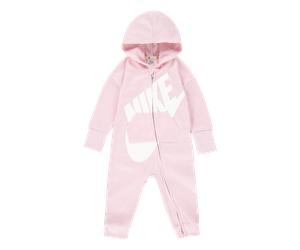 Strampler NIKE SPORTSWEAR "NKN SUSTAINABLE COVERALL", Jungen, Gr. 74 (9), N-Gr, pink foam, Sweatware, Obermaterial: 100% Polyester, angesetztes Bündchen, Overalls, für Babys, mit Kapuze, mit Känguruta