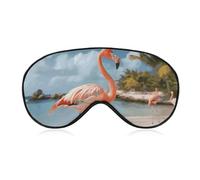 Strand-Flamingo-Schlafmaske für Damen und Herren, Seitenschläfer-Augenabdeckung mit verstellbarem Riemen, weich, atmungsaktiv, Verdunkelung, rutschfest, tiefer Schlaf, Reisezubehör