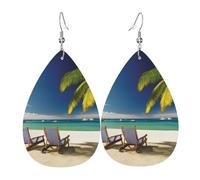 Strand-Palmen-Stühle, Boot-Ohrringe für Frauen, tropfenförmige Leder-Ohrringe, doppelseitig, leicht, Damen-Ohrschmuck, Schmuck, modisch, Geburtstagsgeschenk