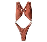 Strand-Schwimmen-Abnutzung für Frauen Sexy Cross Sling Bademode Volltonfarbe Hohle Badeanzüge Rückenfreie Tankini-Sets