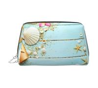 Strand-Thema, Muscheln, Reise-Ready, Make-up-Organizer, tragbare Kulturtasche für Damen, silber, Einheitsgröße, Kulturbeutel