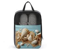 Strand-Thema, Muscheln, Schuhtasche, Reise-Schuh-Organizer, wasserabweisend, Schuhbeutel mit Reißverschluss, Sneaker, Staubbeutel, grau, Einheitsgröße, modern, grau, Einheitsgröße, Modern