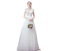 Strandhochzeitskleider Für Damen - Sexy Spitzenstickerei, Tiefes V-Ausschnitt-Design, Hochzeitskleid Für Die Braut, Rückenfreies Chiffon-Strand-Boho-Brautkleid Mit Reißverschluss Am Rücken, W
