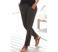 Strandhose BUFFALO, Damen, Gr. 34, N-Gr, schwarz-weiß (schwarz, weiß, gestreift), Jersey, Obermaterial: 100% Viskose, bedruckt, modisch, normal lang, Hosen, mit Streifendruck, bequeme Schlupfhose, Jer
