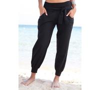 Buffalo Strandhose aus Leinen-Mix, schwarz