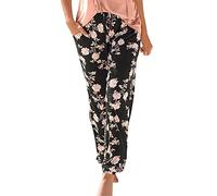 Strandhose Damen Schwarz: Haremshose Damen Sommer Pluderhose Boho Gemustert Haremshosen High Waist Sommerhose Hippie Stoffhose Stretch Yogahose Grosse Grössen Freizeithose Vintage Schlupfhose
