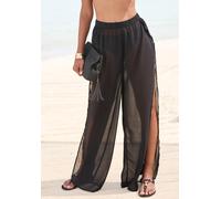 Strandhose LASCANA, Damen, Gr. 34, N-Gr, schwarz, Chiffon, Obermaterial: 100% Polyester, unifarben, sexy, figurumspielend lang, Hosen, aus transparenter Chiffonware, Schlupfhose (45047142-34) schwarz